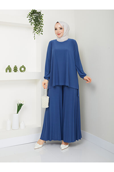 MODAMÜNASİP بنطال رائع ومريح وأنيق ذاتي السماكة بطيات، طقم تونيك بسيط ومستقيم...