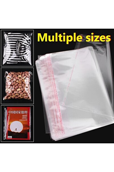 ecenplast Şeffaf Bantlı (40x50 Cm) Parlak Jelatin Poşet (10 Adet) - Şeffaf Hediye Poşeti