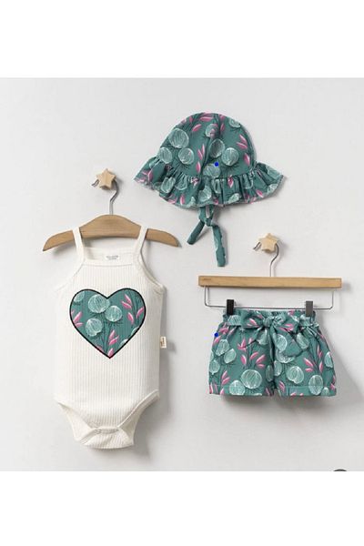 Kokosh kidss Girl's Shorts and Hat Set