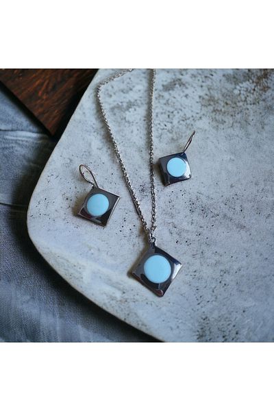 kapris concept Antiallergic Turquoise Brass Necklace and Earring Set
