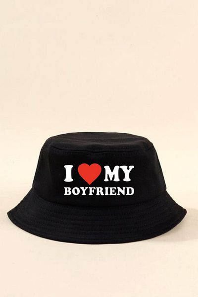 Toum OnlyMoon I Love My Boyfriend Bucket Fisherman Hat