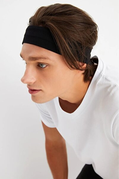 Herşey Nota Erkek Siyah Pamuklu Penye Saç Bandı Bandana