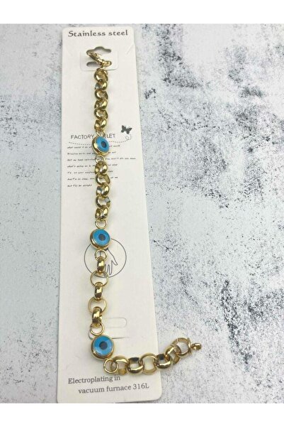 staınless steel الصلب الذهب اللون مجوهرات نموذج عين الشر مطرز سلسلة سوار المرأة