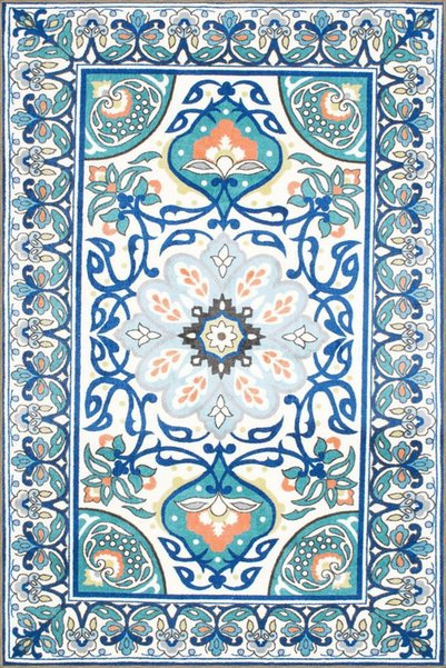 Rugs Modern Halı Винтидж декоративен килим с традиционни мотиви в сини тонове...