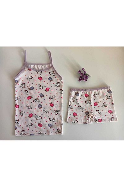 Poli Underwear Girl's Printed, Patterned Elastane Cotton Rope Strap Athlete Boxer Set