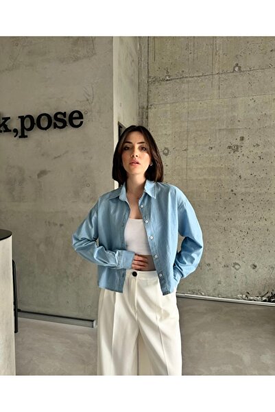 Ekim Store Cămașă Crop din denim