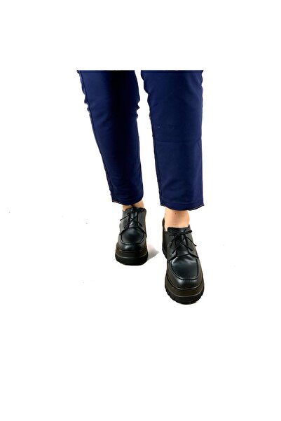 bescobel Women's Kertal Black Lace-up High Heeled Leofer Casual Shoes 603