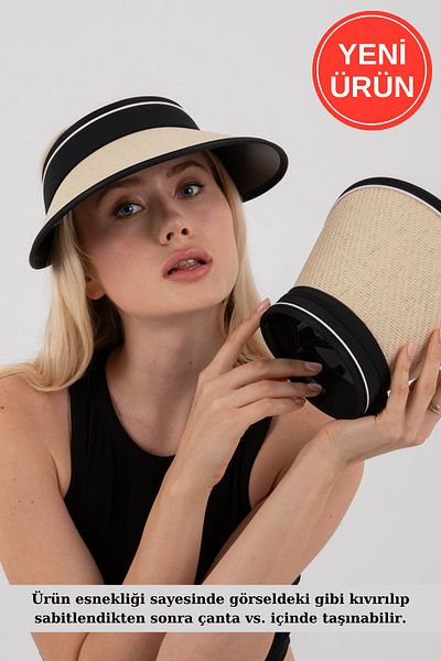 Hat Town Straw Visor Hat - Foldable Tennis Cap
