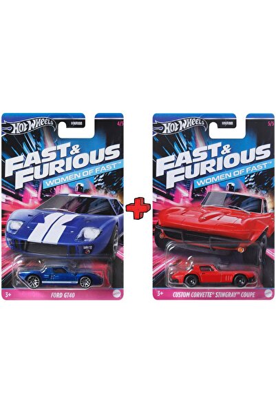 HOT WHEELS 2li Set Fast And Furious Hızlı ve Öfkeli Ford & Corvette Hotwheels Women Of Fast Model Oyuncak Araba