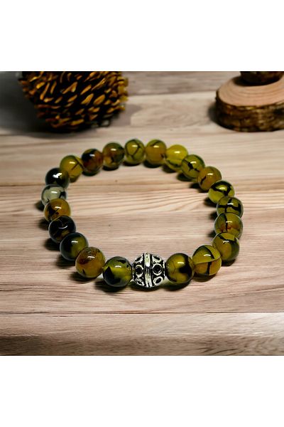 eHediyecim SPIDER AGATE NATURAL STONE BRACELET