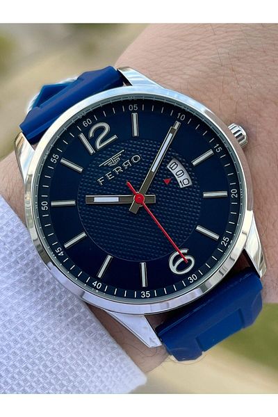 FERRO Navy Blue Color Straw Cord 30 Mt Waterproof Men's Wristwatch EF11316-L