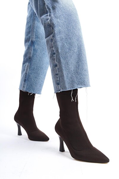 HVZ Exclusive Brown Women's Short Heeled Stretch Boots