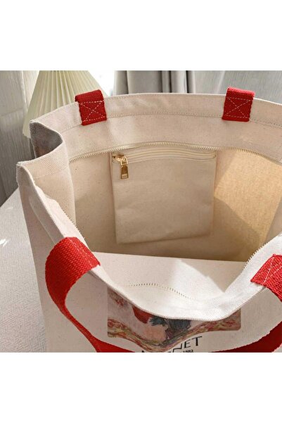 Buka Shops Monet Flowers Patterned Tote Canvas Bag