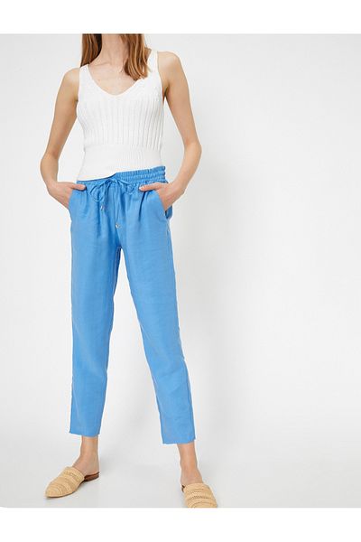 Koton Pantaloni comozi cu șireturi cu textura naturală Tencel™