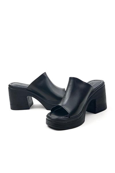 bescobel Pantofi de damă, negru, Denver, gata de piele, cu platformă cu toc înalt, cu talpă ortopedică confortabilă, cu toc
