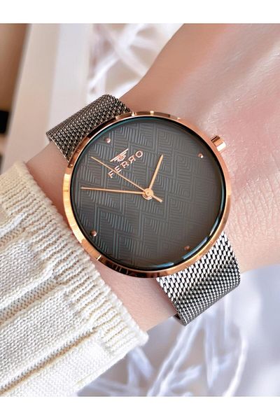 FERRO Silver/Rose Anti-tarnish Color Anti-throw 3 Atm Special Design Women's Wristwatch with Straw Cord BF81753CWT