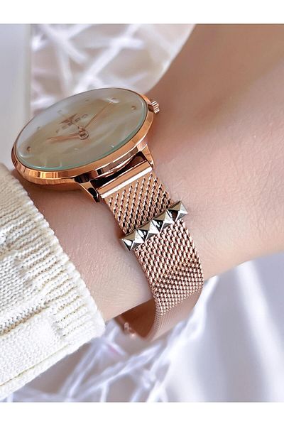 FERRO Rose Gold Anti-Tarnish Color Throw 3 Atm Special Design Women's Wristwatch with Straw Cord BF21087CWT-C