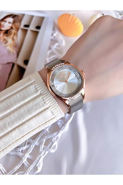 FERRO Silver/Rose Anti-tarnish Color Anti-throw 3 Atm Special Design Women's Wristwatch with Straw Cord BFL21319C-E