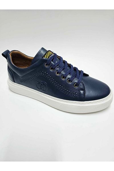 Luis Figo LUİS FIGO GENUINE LEATHER - NAVY BLUE Men's Lace-Up Shoes Size 38-39