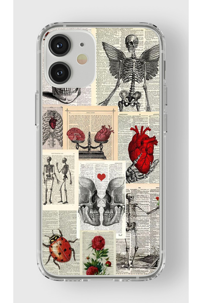 Multitronic حافظة شفافة مطبوعة بتصميم هيكل عظمي عتيق متوافقة مع هاتف آيفون 12