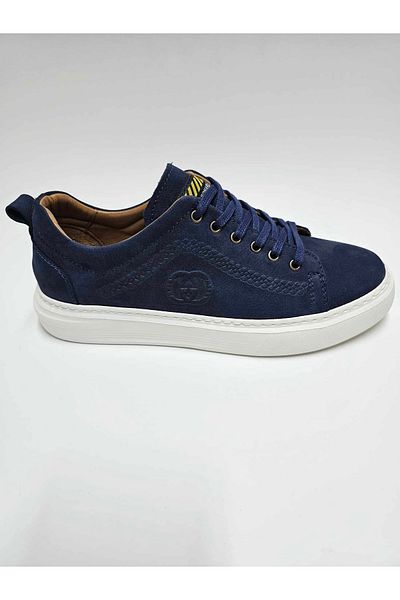 Luis Figo Lui̇s Figo Genuine Leather Navy Blue Nubuck Number 38-39 Lace-Up Men's Shoes