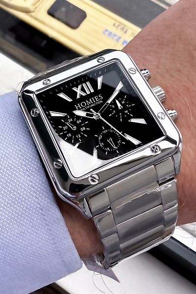 Homies Men's Wristwatch 3 Atm Waterproof Silver Color Steel Cord Bracelet Gift Hme2005c1