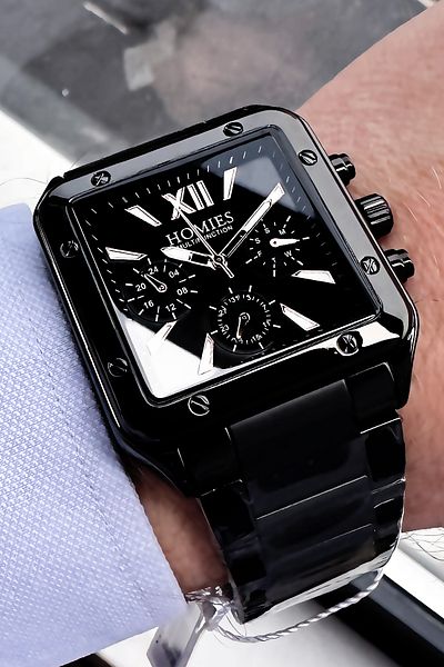 Homies Men's Wristwatch 3 Atm Waterproof Black Color Steel Cord Bracelet Gift Hme2005c4