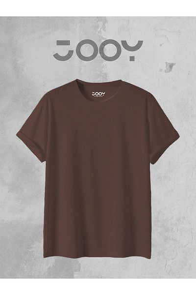 Jooy Company Καφέ Crew Neck Oversize Boyfriend Basic Tshirt