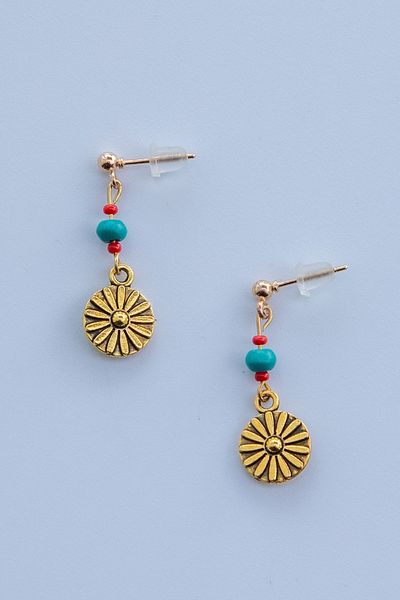 Lila Rosa Ethnic Authentic Earrings with Natural Stone Detail