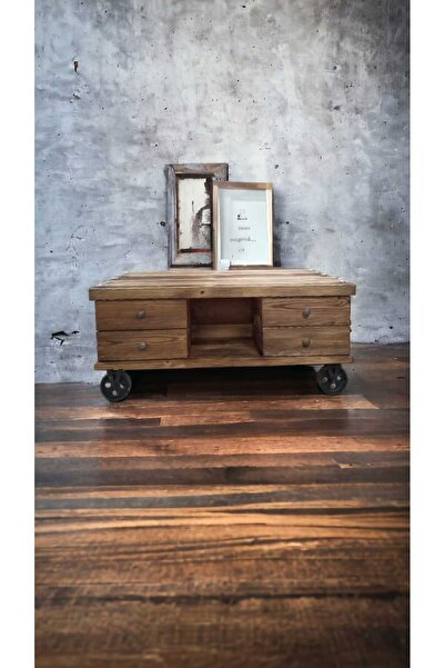 Gold Garden Dekor Tekerli Orta Sehpa (LADİN AHŞAP)