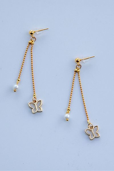 Lila Rosa Ethnic Butterfly Pattern Authentic Earrings