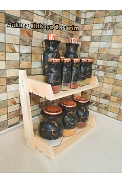 Genel Markalar Dekoratif Ahşap Masaüstü Düzenleyici Baharatlık Saksılık Mutfa...