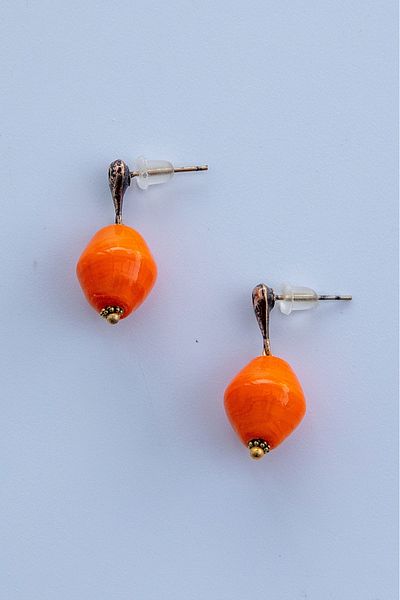 Lila Rosa Ethnic Authentic Earrings with Natural Stone Detail