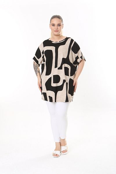 XL Modam WOMEN'S LARGE SIZE MINK BLACK LYCRAL TUNIC