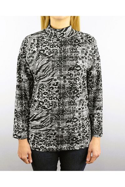 Pelek Butik Half Turtleneck Plus Size Blouse - Long Sleeve PB0786