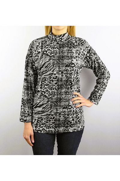 Pelek Butik Half Turtleneck Plus Size Blouse - Long Sleeve PB0786