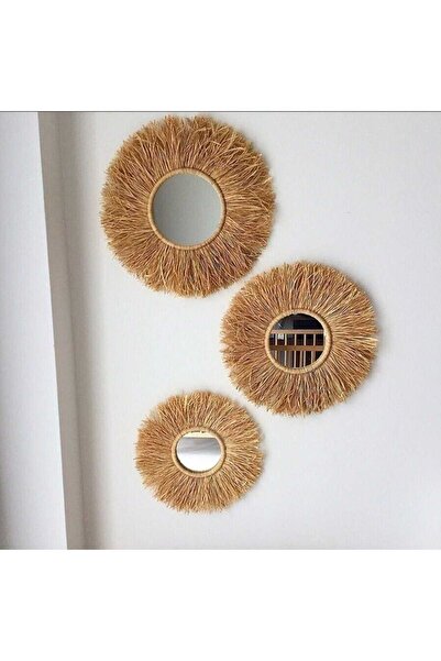FN 3 Bohem RAFYA DOĞAL JÜT Dekoratif Parlak Şık Hasır Duvar Salon Süs Aynaları bebek odası EV modern