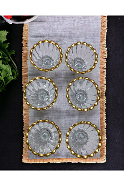 gkzglass home dekor New Year Iruss Gilded Glass Crystal Sugar Bowl Presentation & Sauce Bowl New Product Set of 6