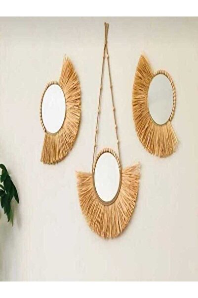 FN 3 Bohem RAFYA DOĞAL JÜT Dekoratif Parlak Şık Hasır Duvar Salon Süs Aynaları bebek odası EV modern