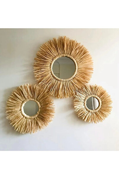FN 3 Bohem RAFYA DOĞAL JÜT Dekoratif Parlak Şık Hasır Duvar Salon Süs Aynaları bebek odası EV modern