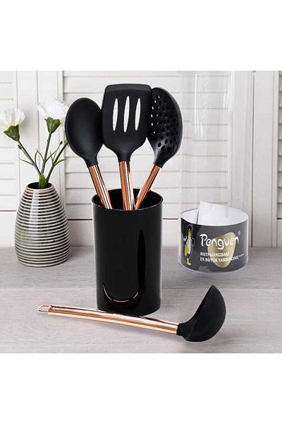 Penguen Ladle Set Black 5 Pieces Copper Handle