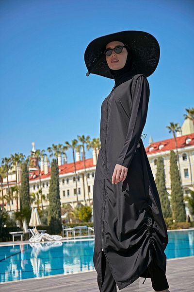 Remsa Mayo Remsa Design Full Covered Hijab Μαγιό Ολόσωμο Μακρύ Μέγεθος R027 Fatma Μαύρο