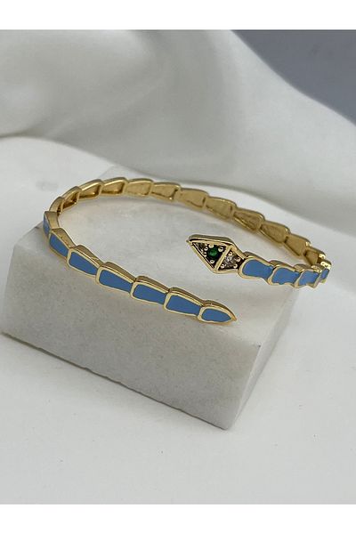 Yıldız Accessory قابل للتعديل Bvlgarı نموذج الزركون حجر الذهب اللون المينا سوار الأفعى