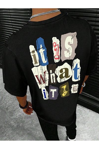 BukuriCO Men's Summer It Is What It Is Printed Oversize T-Shirt
