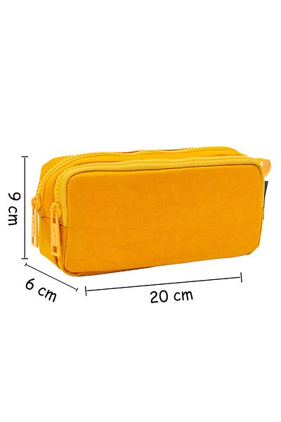NEMO BAGS Yellow Large Kaff Pencil Case - Washable Waterproof, Two-Compartment Pocket Crinkle Wallet Type