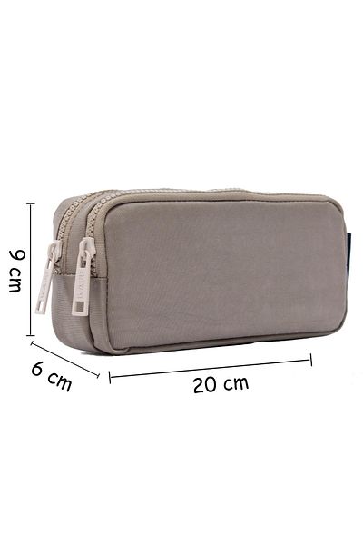 NEMO BAGS Large Kaff Mink Pencil Case - Washable Waterproof, Two-Compartment Pocket Crinkle Wallet Type