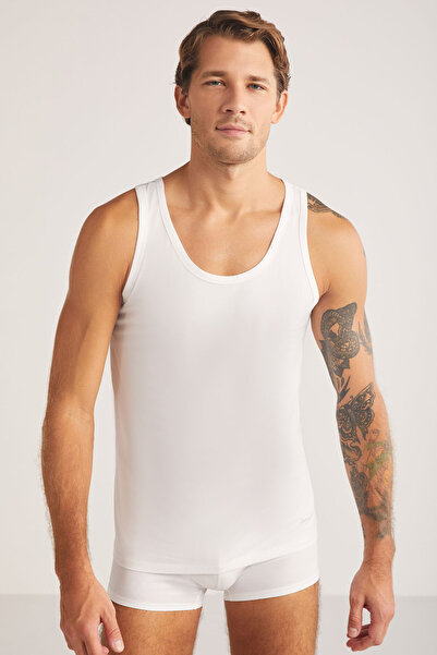 Kom WHITE 100% cotton Henry Strap 2-Piece Basic Men's Tank Top new