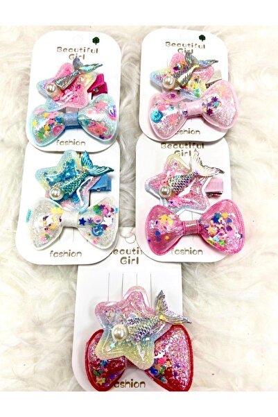 Zehra Aksesuar Simli pullu incili balık kuyruklu yıldız ve fiyonk model deniz...