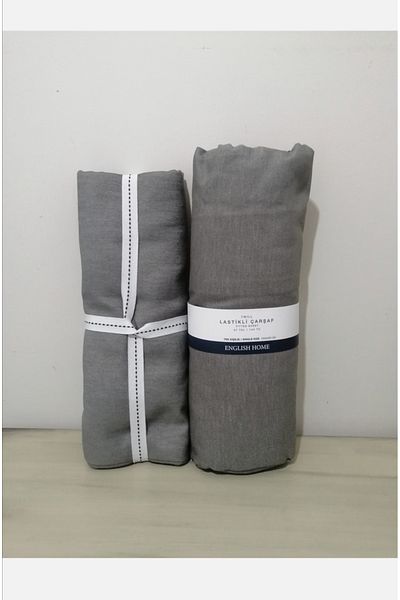 English Home Classy Twill Single Fitted Sheet Set 100x200 cm Gray (1 Pillow Case 50x70 cm)