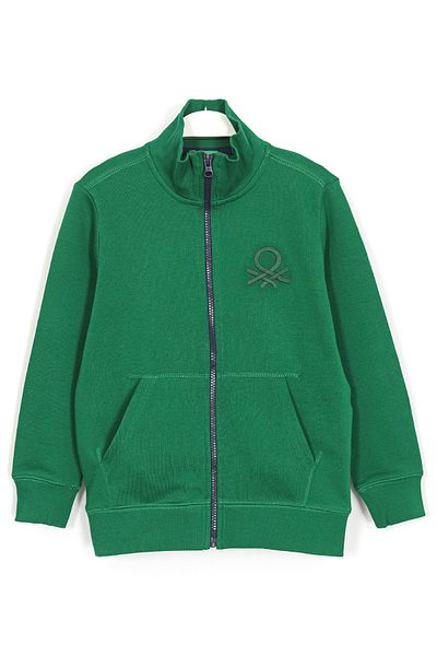 DobaKids Λεπτομερής Unisex Παιδική Ζακέτα με φερμουάρ γιακά 6-10 ετών Πράσινη